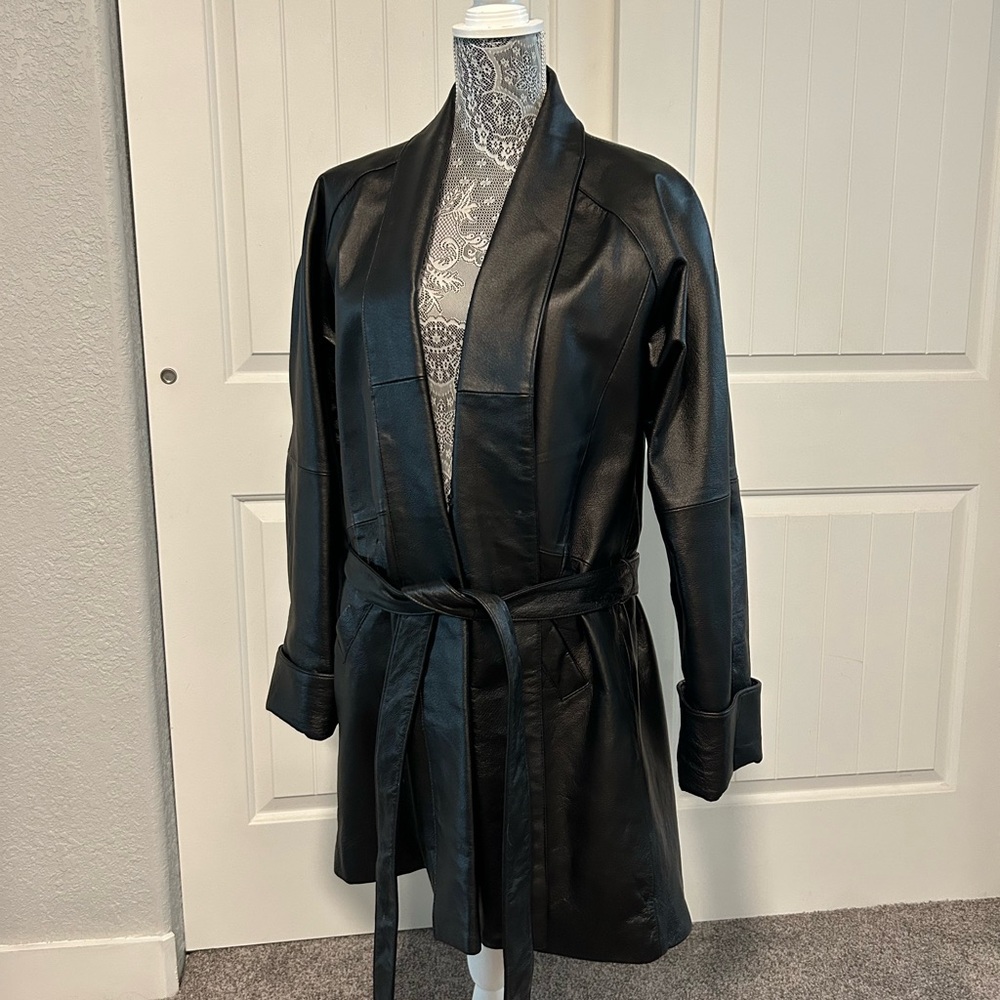 Phase Two Long Leather Jacket L